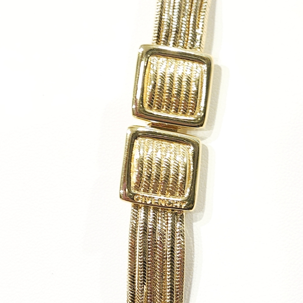 Givenchy Vintage Necklace Multi Chain Logo Belt Buckle Accent Gold Tone 35" Long - Picture 14 of 16